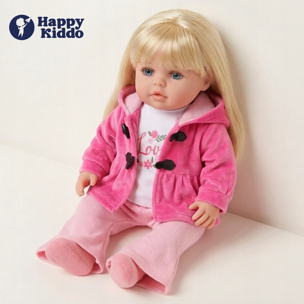 Happy Kiddo Gyva lėlė, didelė, 56 cm, minkšta, interaktyvi, kalba, dainuoja, moko 2 kalbų