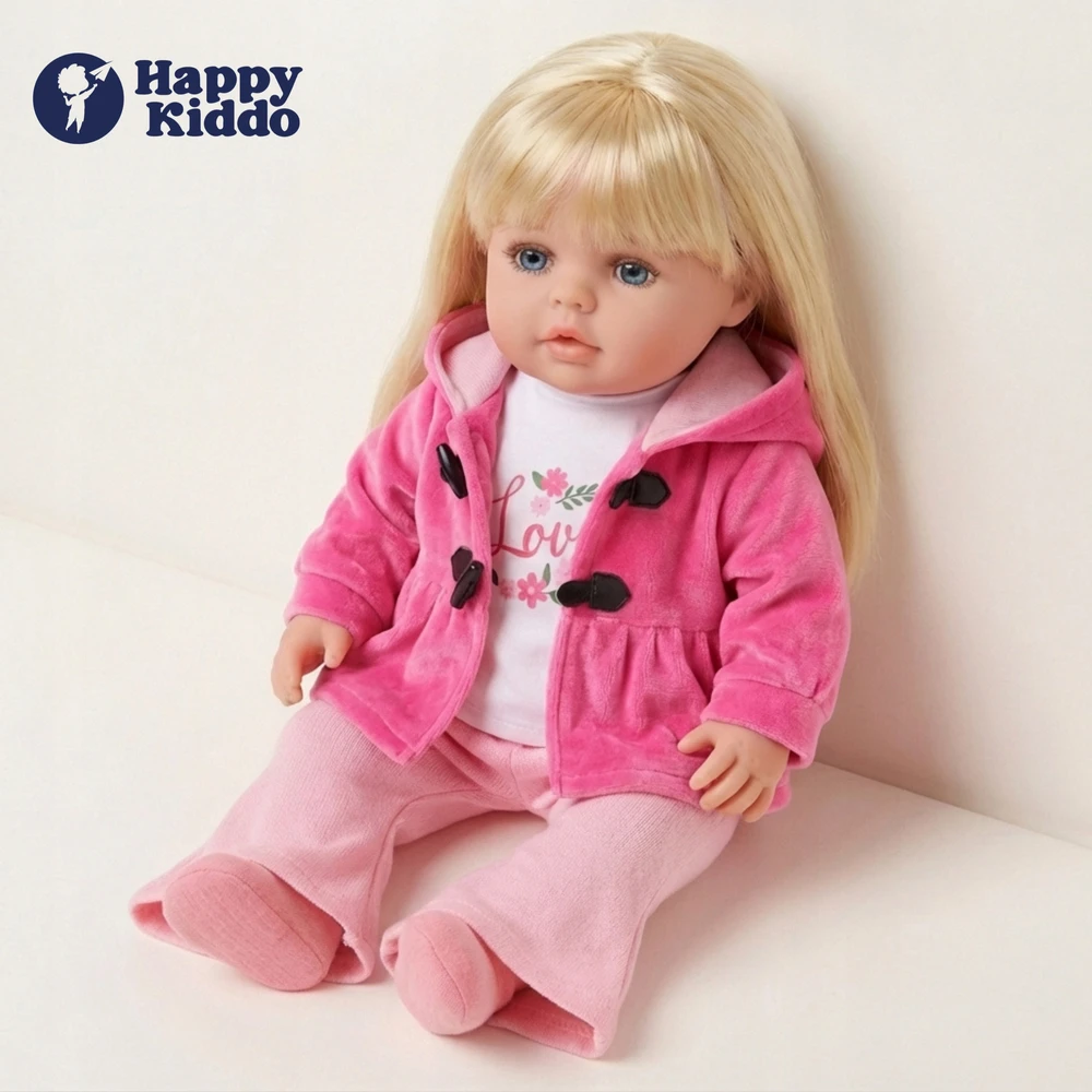Happy Kiddo Gyva lėlė, didelė, 56 cm, minkšta, interaktyvi, kalba, dainuoja, moko 2 kalbų