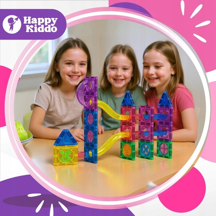 HAPPY KIDDO MAGNETIC BOCKS 100 vienetų 3D statybinis rinkinys +3 metai 5304