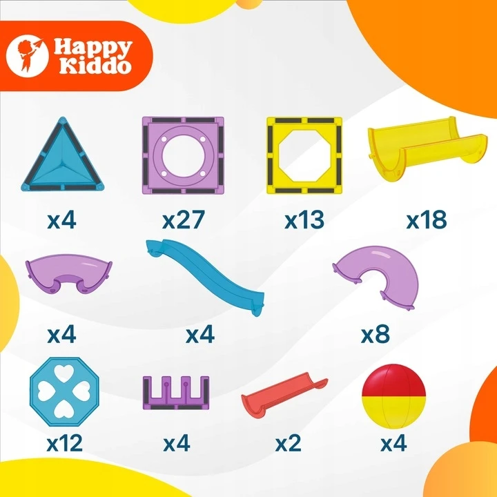 HAPPY KIDDO MAGNETIC BOCKS 100 vienetų 3D statybinis rinkinys +3 metai 5304