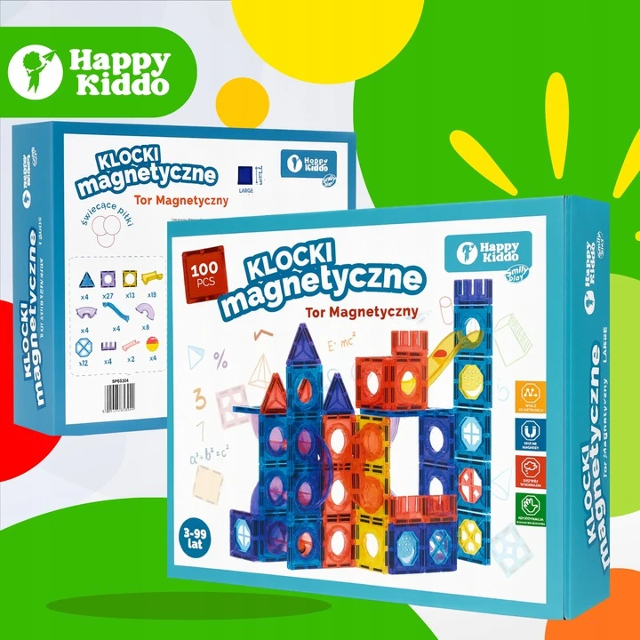HAPPY KIDDO MAGNETIC BOCKS 100 vienetų 3D statybinis rinkinys +3 metai 5304