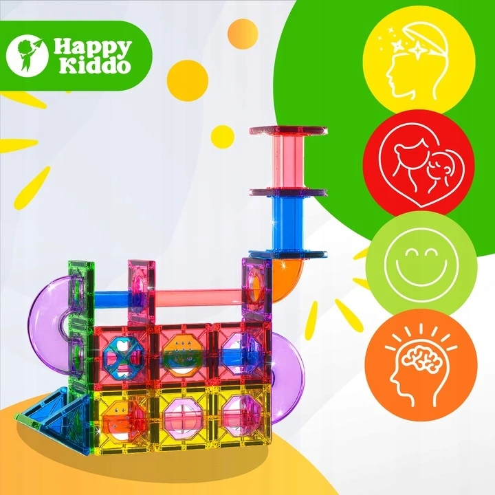 HAPPY KIDDO MAGNETIC BOCKS 100 vienetų 3D statybinis rinkinys +3 metai 5304