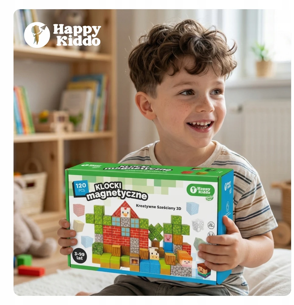 Happy Kiddo Magnetic Bricks Cubes Pixels blokuoja 120 3D plytų stiprių magnetų! 3+