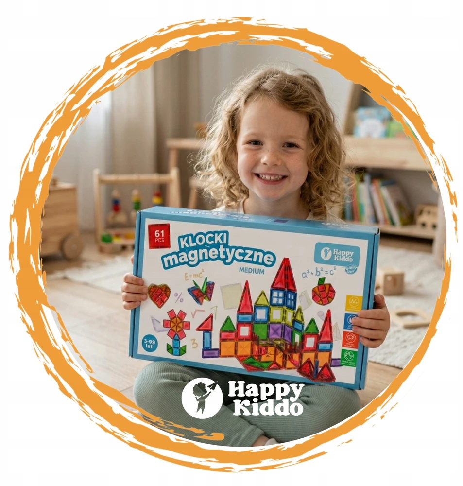 Happy Kiddo Magnetiniai blokai Konstrukcija Konstrukcija Mokomoji didelė pilis 61 automobilis