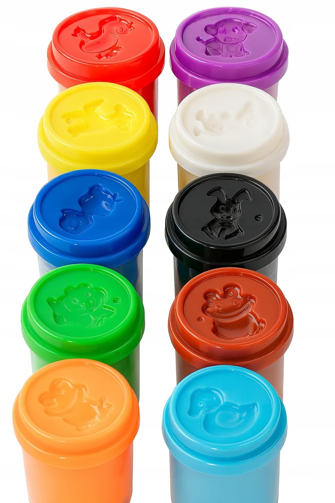 Happy Kiddo Tešla, plastilinas, žaidimų tešla, didelis 10 spalvų rinkinys, juslinės pramogos