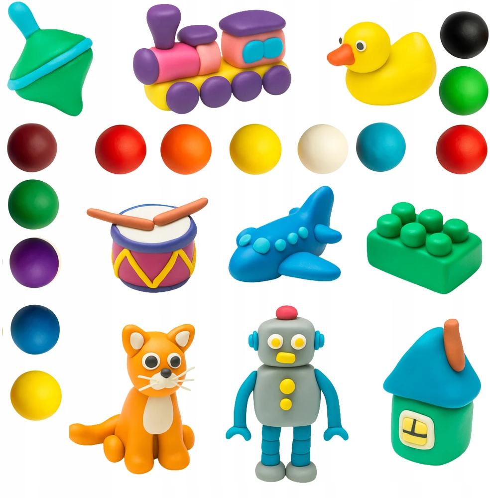 Happy Kiddo Tešla, plastilinas, žaidimų tešla, didelis 10 spalvų rinkinys, juslinės pramogos