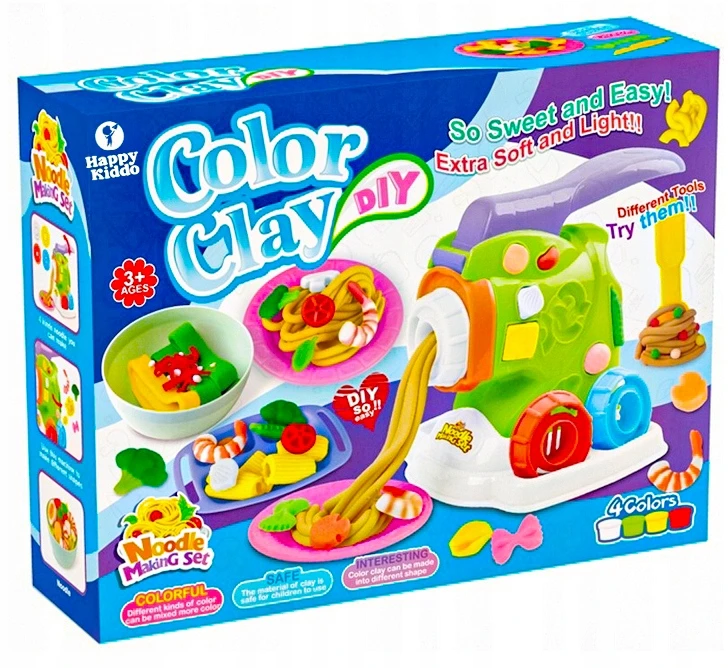 Happy Kiddo Žaidimo tešlos makaronų mašinos tešlos plastilino kūrybinis rinkinys 18 viename