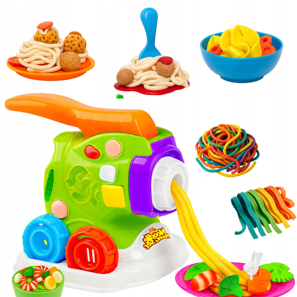 Happy Kiddo Žaidimo tešlos makaronų mašinos tešlos plastilino kūrybinis rinkinys 18 viename