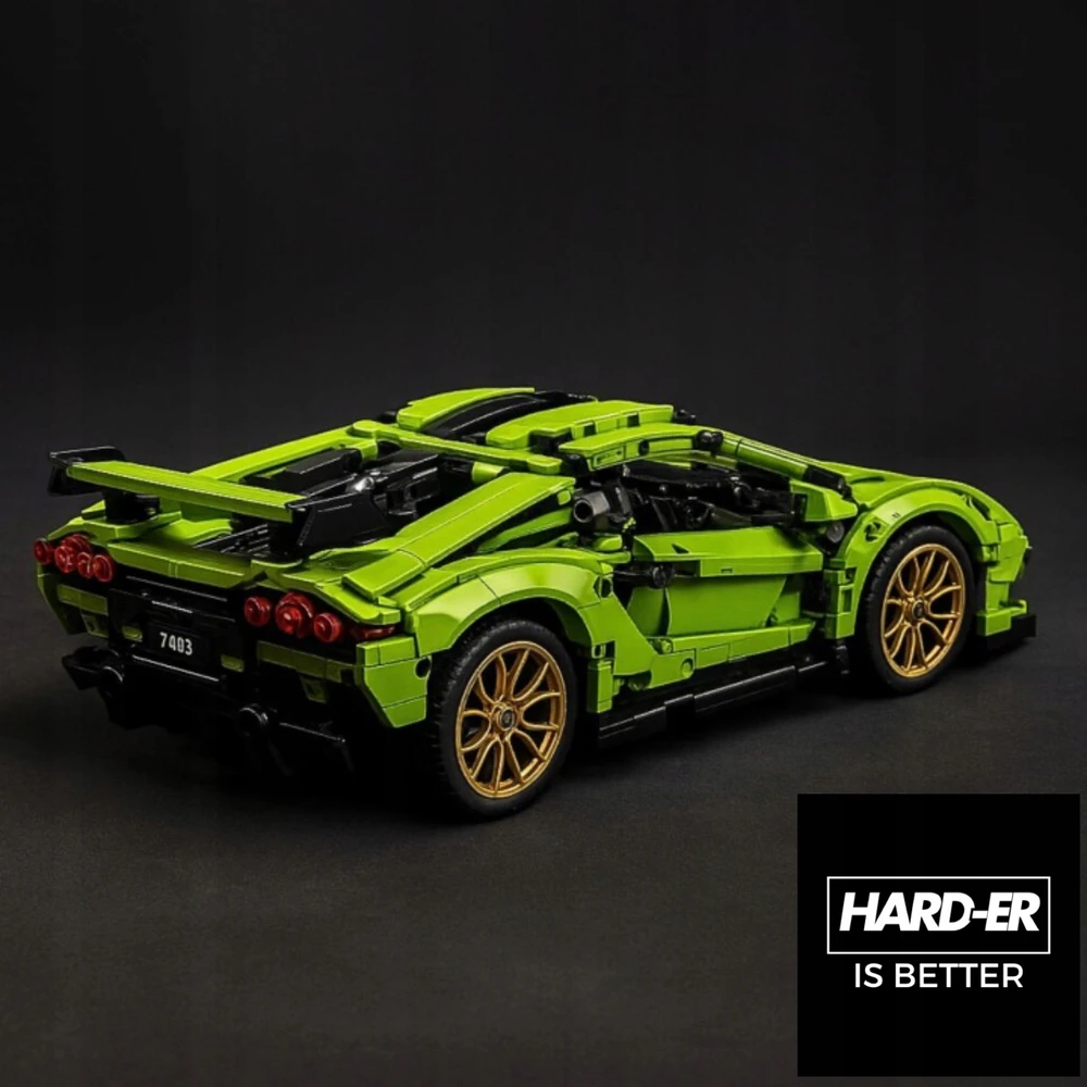 HARD - ER IS BETTER Prabangus Sportinis Automobilis Konstruktorius: Lamborghini Cyberpunk Kločių Rinkinys 1280 Elementų (1:14 Masto Modelis)