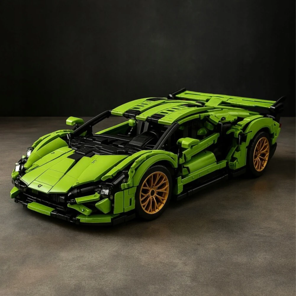 HARD - ER IS BETTER Prabangus Sportinis Automobilis Konstruktorius: Lamborghini Cyberpunk Kločių Rinkinys 1280 Elementų (1:14 Masto Modelis)