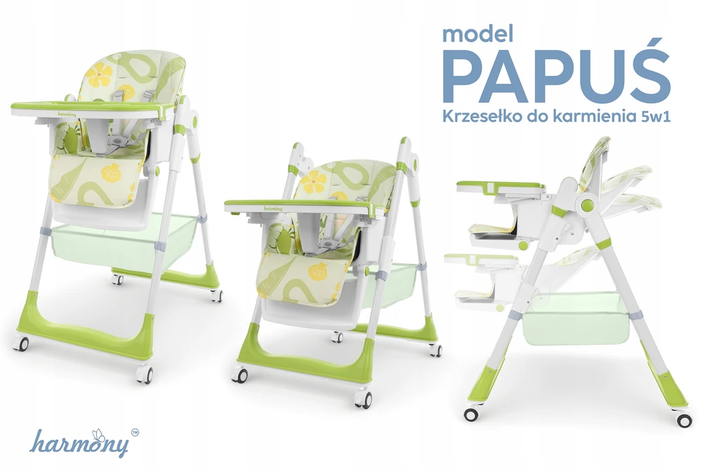 Harmony DIDELĖ SULANKSTAMA MAITINIMO KĖDĖ 5IN1 SU NULEIDIMO FUNKCIJA ALYVŲ