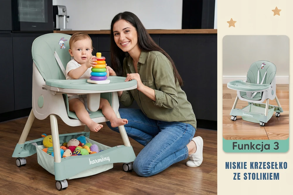 Harmony DIDELI VAIKŲ MAITINIMO KĖDĖ CINAMONAS 4IN1 ŽALIA