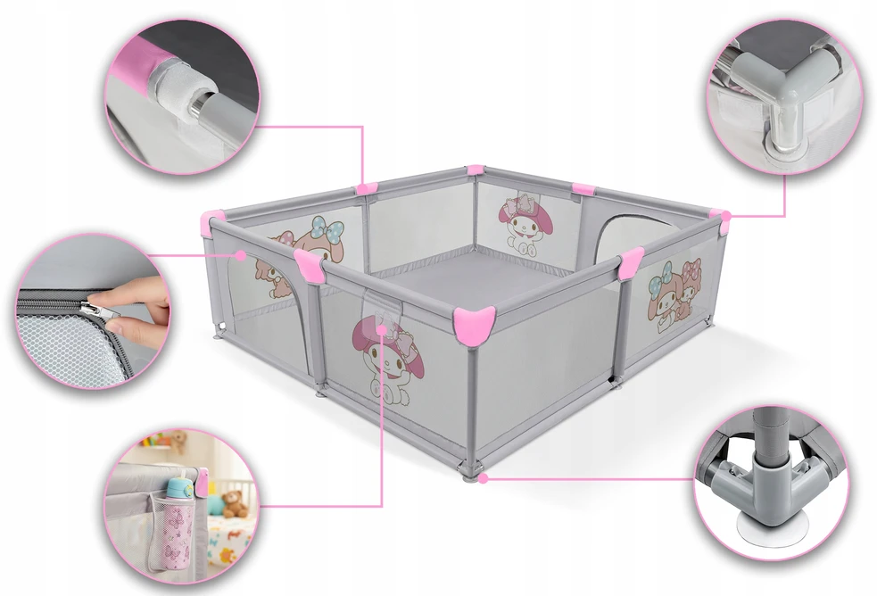 Harmony KOJEC DZIECIĘCY Z MATĄ PIANKOWA 150x180 CM Žaidimų aikštelė + UCHWYTY I 50 PIŁEK