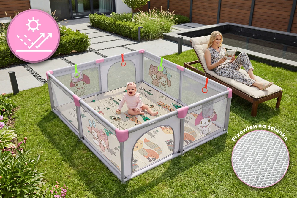 Harmony KOJEC DZIECIĘCY Z MATĄ PIANKOWA 150x180 CM Žaidimų aikštelė + UCHWYTY I 50 PIŁEK