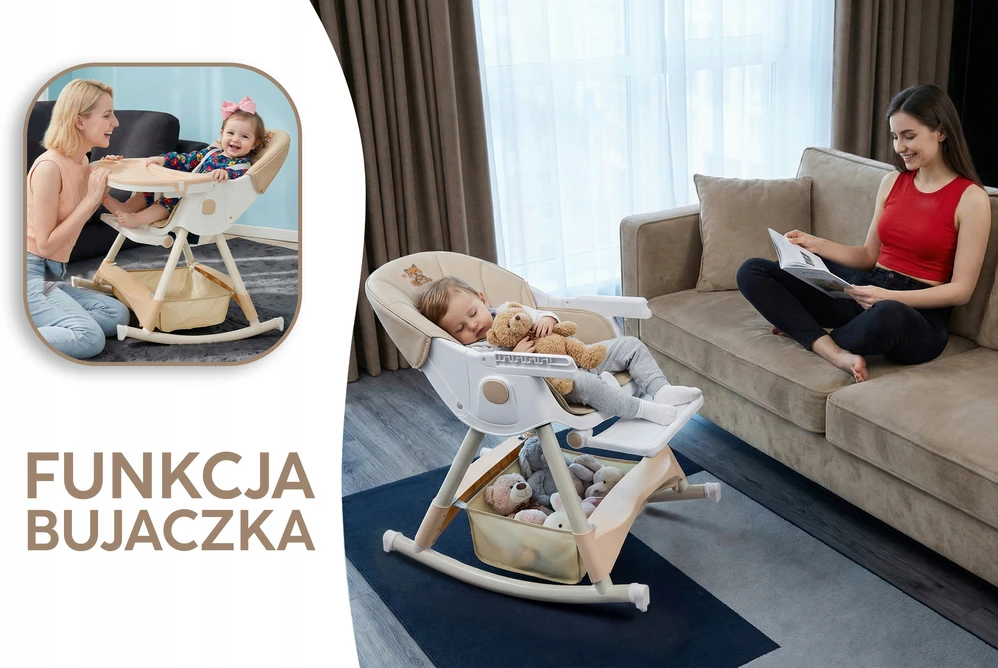 Harmony VAIKŲ MAITINIMO KĖDĖ, SŪPĖLIS, 6 VYRE, REGULIUOJAMAS, SUlenkiamas, smėlio spalvos