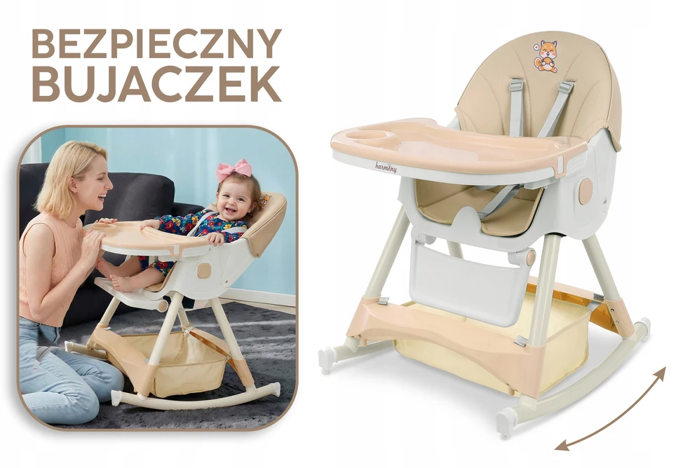 Harmony VAIKŲ MAITINIMO KĖDĖ, SŪPĖLIS, 6 VYRE, REGULIUOJAMAS, SUlenkiamas, smėlio spalvos