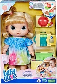 Hasbro Kūdikis gyvas, lėlių rinkinys vaisinių gėrimų, obuolių, dirbtinis citrusinių vaisių spaustuvas, geria ir šlapina savo sauskelnes, nuo 3 metų, šviesūs plaukai