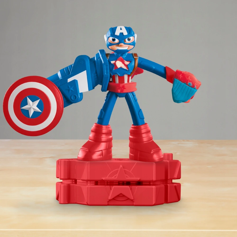 Hasbro PLAY-DOH MARVEL CASTRY RINKINYS KAPTAINAS AMERIKA ATSpindinčioji skydo figūrėlė
