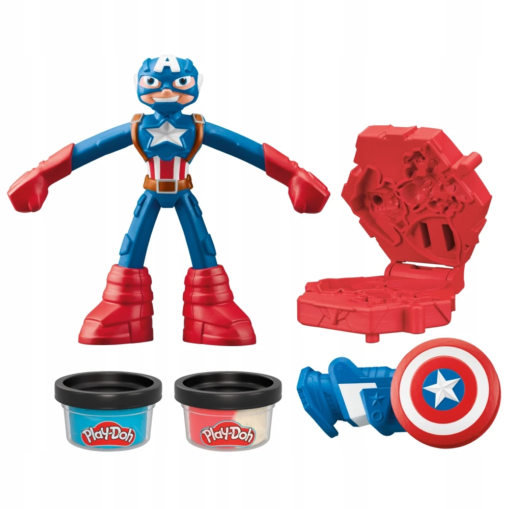 Hasbro PLAY-DOH MARVEL CASTRY RINKINYS KAPTAINAS AMERIKA ATSpindinčioji skydo figūrėlė