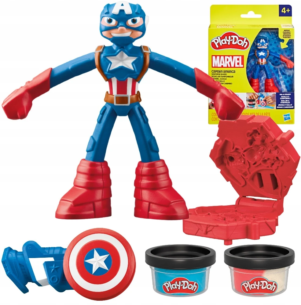 Hasbro PLAY-DOH MARVEL CASTRY RINKINYS KAPTAINAS AMERIKA ATSpindinčioji skydo figūrėlė