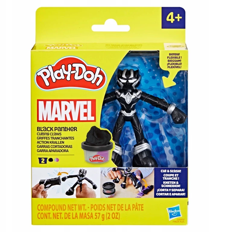 Hasbro Play-doh Marvel Juodas Panther rinkinys su figūrėle, 2 spalvos