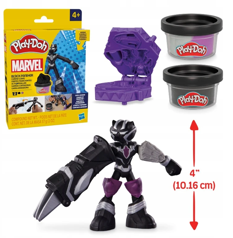Hasbro Play-doh Marvel Juodas Panther rinkinys su figūrėle, 2 spalvos