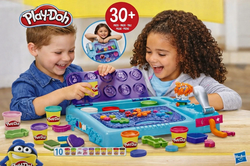 Hasbro PLAY-DOH Play tešlos rinkinys SUPER WORKSHOP Priedai 10 vamzdelių Play tešlos F3638
