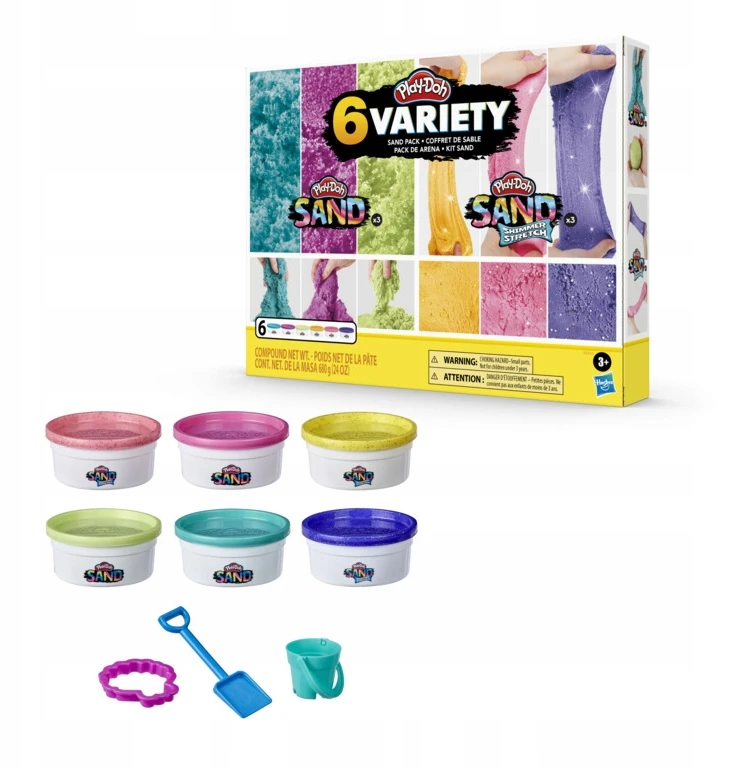 Hasbro Play-Doh kinetinio smėlio rinkinys, 6 spalvos