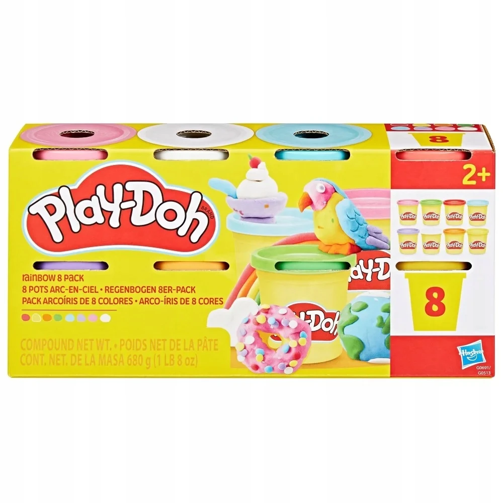 Hasbro Play-Doh žaidimų tešlos rinkinys 8 vaivorykštės spalvų pakuotės -