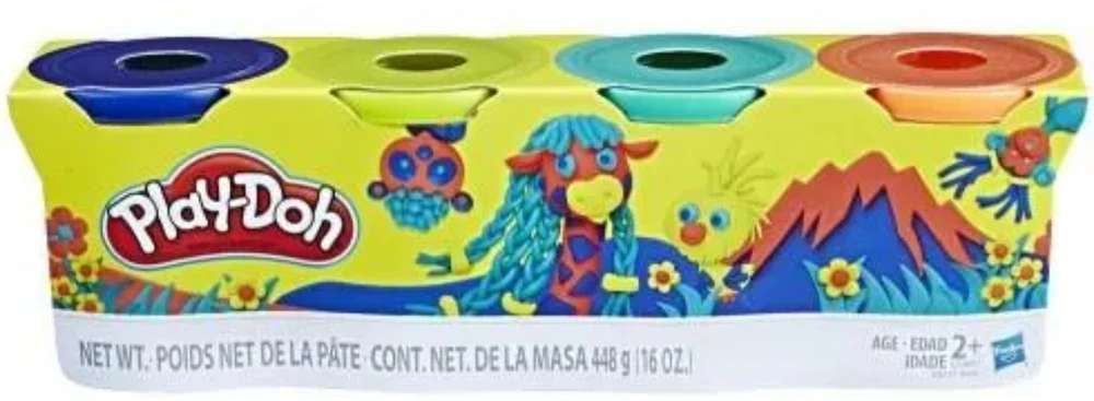„Play-doh“ vamzdis 4 pakuotės laukinės spalvos