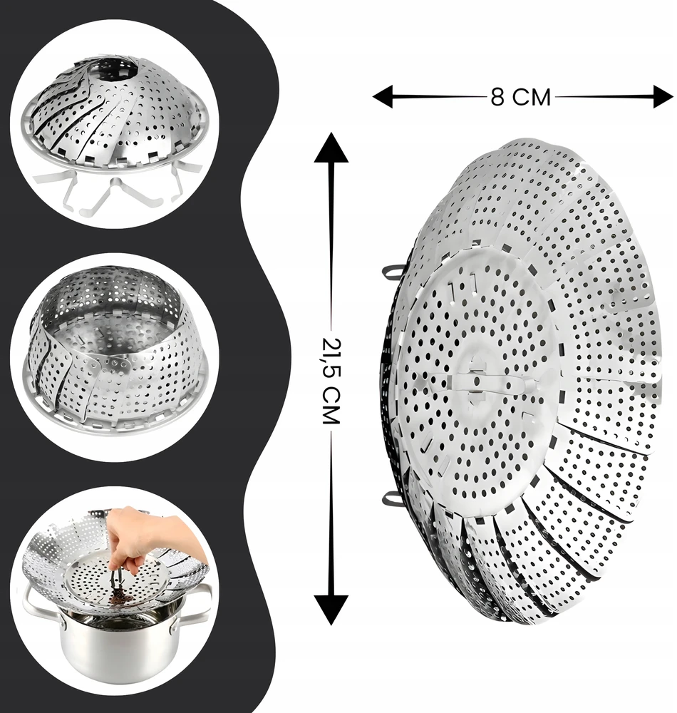 Hausmann GARINIMO KOŠTUVA VIRTUVĖS KREPŠELIS PLIENINIS GARINIS PUODUI 24cm