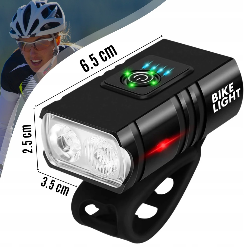 HD Dviračio žibintų rinkinys LED USB įkraunamas priekis galinis vandeniui atsparus IPX6 stiprus