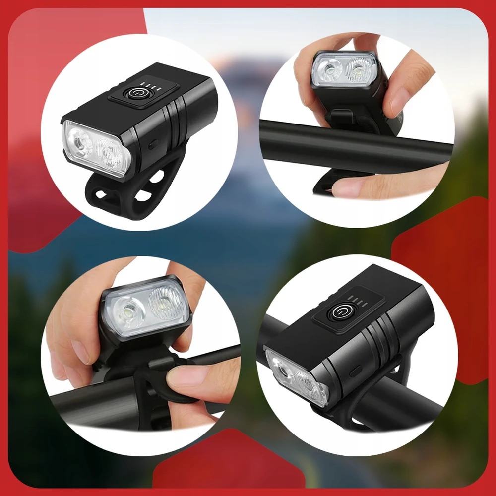 HD Dviračio žibintų rinkinys LED USB įkraunamas priekis galinis vandeniui atsparus IPX6 stiprus