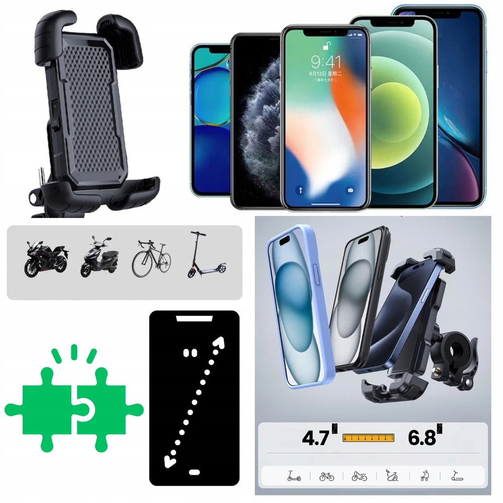 HD Universalus 360° dviračio telefono laikiklis, atsparus smūgiams, tvirtas išmanusis telefonas