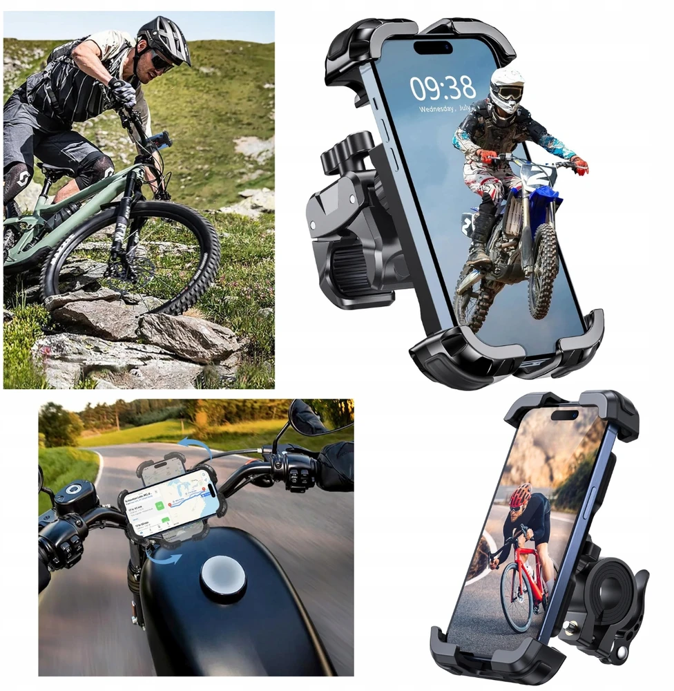 HD Universalus 360° dviračio telefono laikiklis, atsparus smūgiams, tvirtas išmanusis telefonas