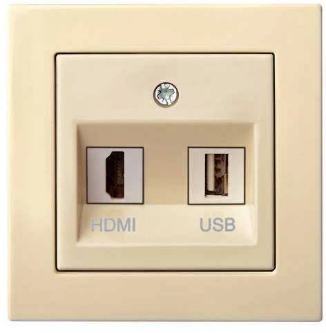 Lizdas HDMI+USB LIREGUS EPSILON, smėlio spalvos