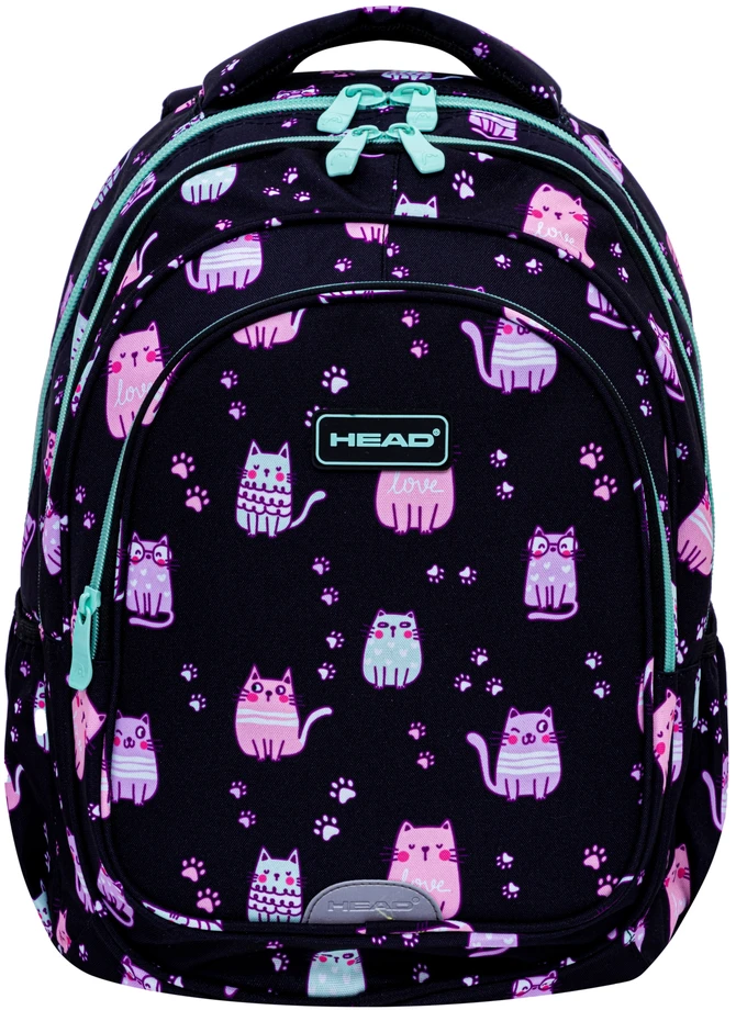 Head kuprinė mergaitėms, 3 skyrių, 27l, juoda/rožinė/multicolor