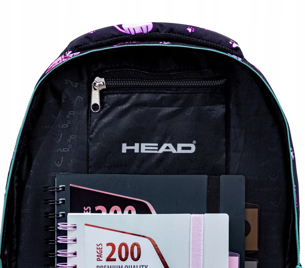 Head kuprinė mergaitėms, 3 skyrių, 27l, juoda/rožinė/multicolor