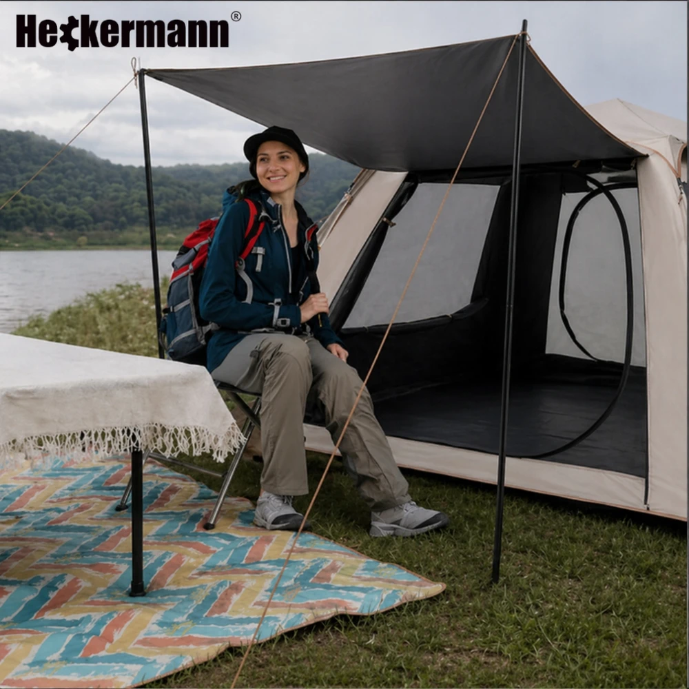 Heckermann 3-AMENYBĖ TURISTINĖ PALAPINĖ, sulankstoma, NEPERKLAIDAMAS KEMPINGAS, 240x240x155cm