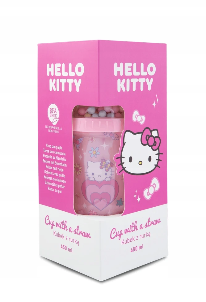 Hello Kitty Puodelis su tūbele 450 ml šviesiai rožinis Coolpack
