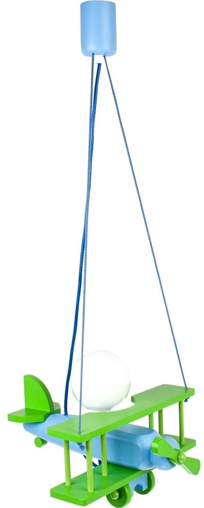 Hellux LAMPA SUFITOWA Lėktuvas FLYKT, WISZĄCA DLA CHŁOPCA, DREWNIANA, SOSNOWA, E27
