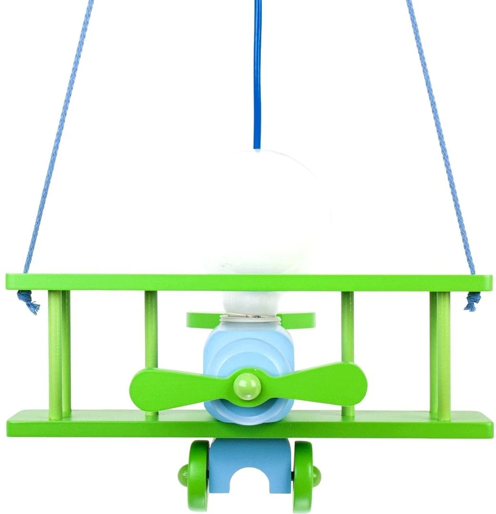 Hellux LAMPA SUFITOWA Lėktuvas FLYKT, WISZĄCA DLA CHŁOPCA, DREWNIANA, SOSNOWA, E27