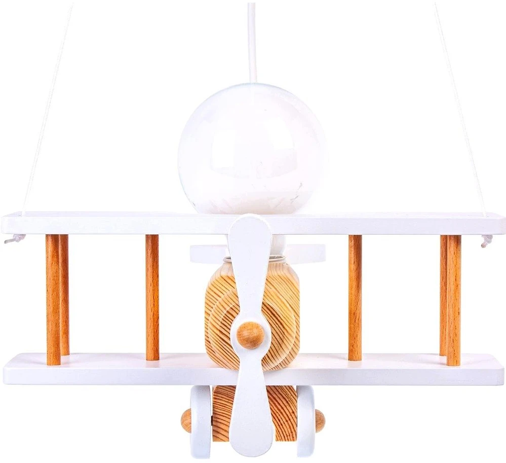 Hellux LAMPA SUFITOWA WISZĄCA Lėktuvas FLYKT, DLA DZIECI, DREWNO SOSNOWE, E27, LED