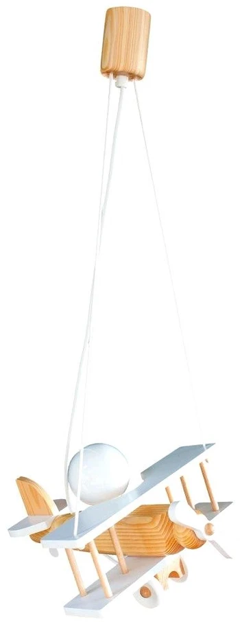 Hellux LAMPA SUFITOWA WISZĄCA Lėktuvas FLYKT, DLA DZIECI, DREWNO SOSNOWE, E27, LED