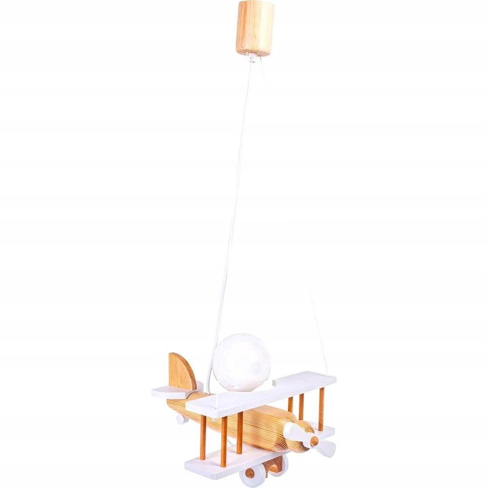 Hellux LAMPA SUFITOWA WISZĄCA Lėktuvas FLYKT, DLA DZIECI, DREWNO SOSNOWE, E27, LED