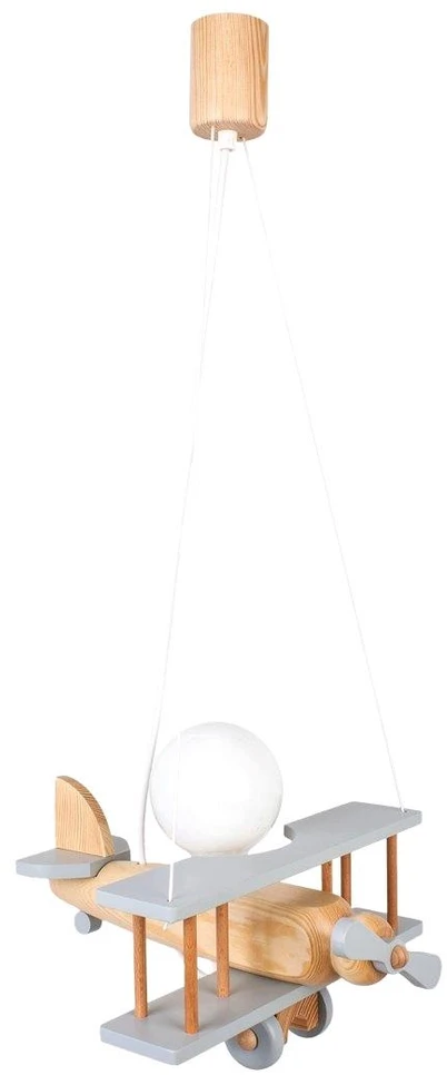 Hellux LAMPA WISZĄCA Lėktuvas FLYKT, DREWNIANA, DO POKOJU DZIECKA, ŻYRANDOL, LED