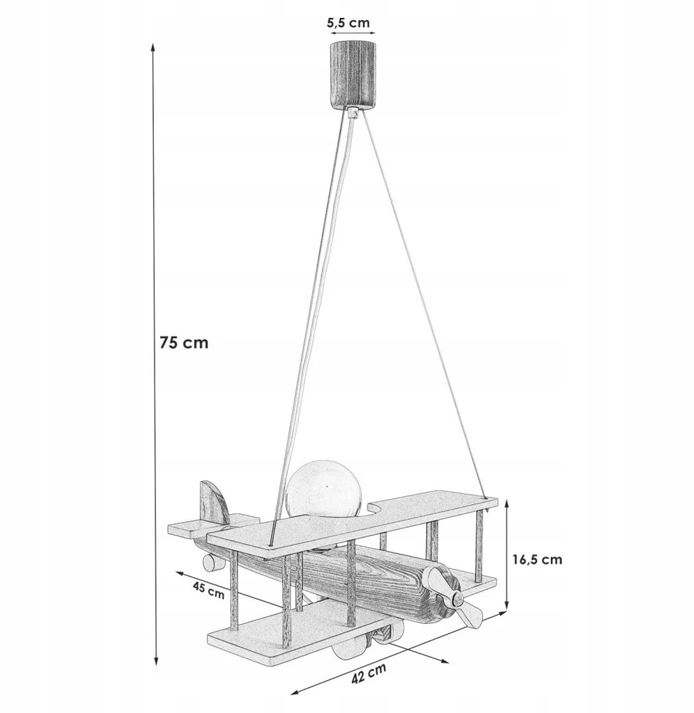 Hellux Lampa wisząca Samolot duży szaro-balta