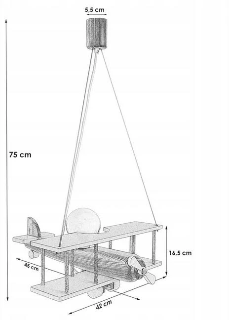 Hellux Lampa wisząca Samolot duży szaro-balta
