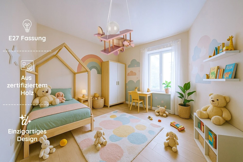Hellux Lampa wisząca Samolot mały - naturalno-rožinė