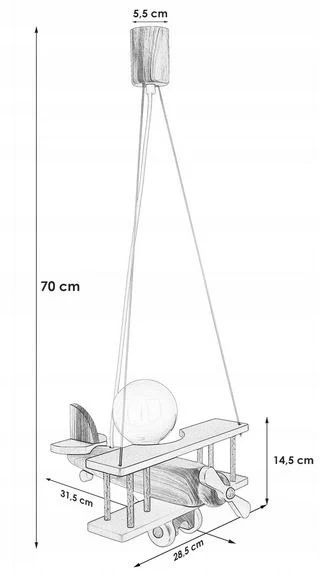 Hellux Lampa wisząca Samolot mały - szaro-juoda